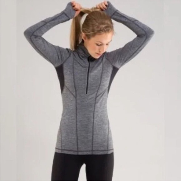 🎆 Lululemon Grey Mind Over Matter Running Pullover 6 Quarter half Long sleeve - Picture 1 of 11